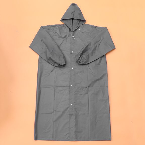 LOLIPPYY Adult Raincoat with Hood Grey Tear Resistant Waterproof Rainwear for Travel