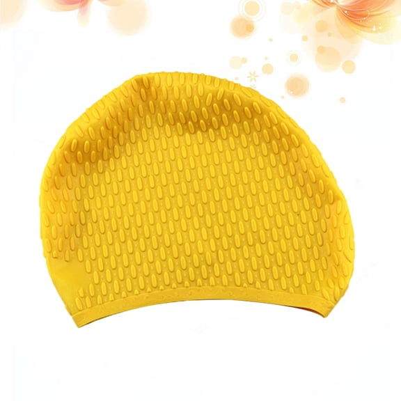 LOLIPPYY Adult Swim Cap Waterproof Yellow Ear Protection for Swimming 1Pcs