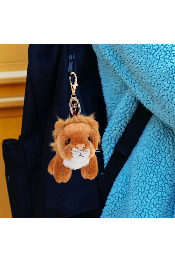 Aesthetic Plush Keychain Lion with Zinc Alloy for Handbag and Car Key Charm