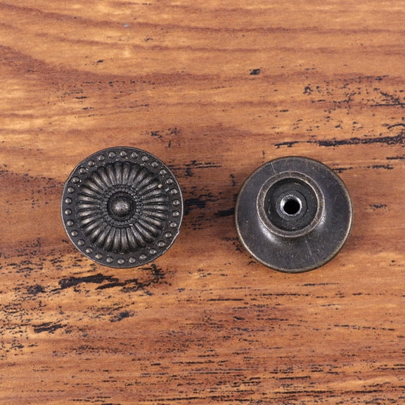 LOLIPPYY Alasum 4Pcs Bronze Cabinet Knob for House Decoration with Classical Round Floral Pull Handle Black