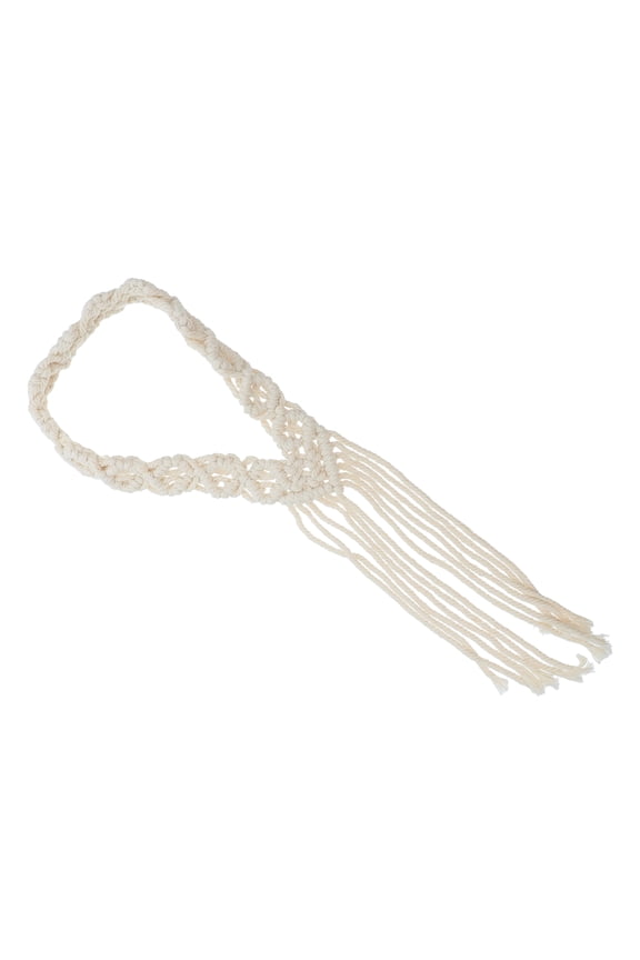 Alasum Handmade Beige Macrame Headband Durable Cotton Rope Bohemian Hair Accessory