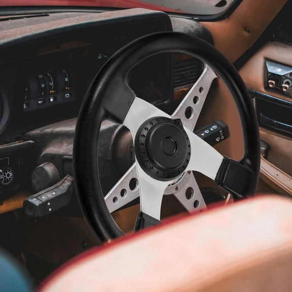 LOLIPPYY Alasum Replacement Go Kart Steering Wheel in Black PU Material Suitable for Modified Vehicle Use