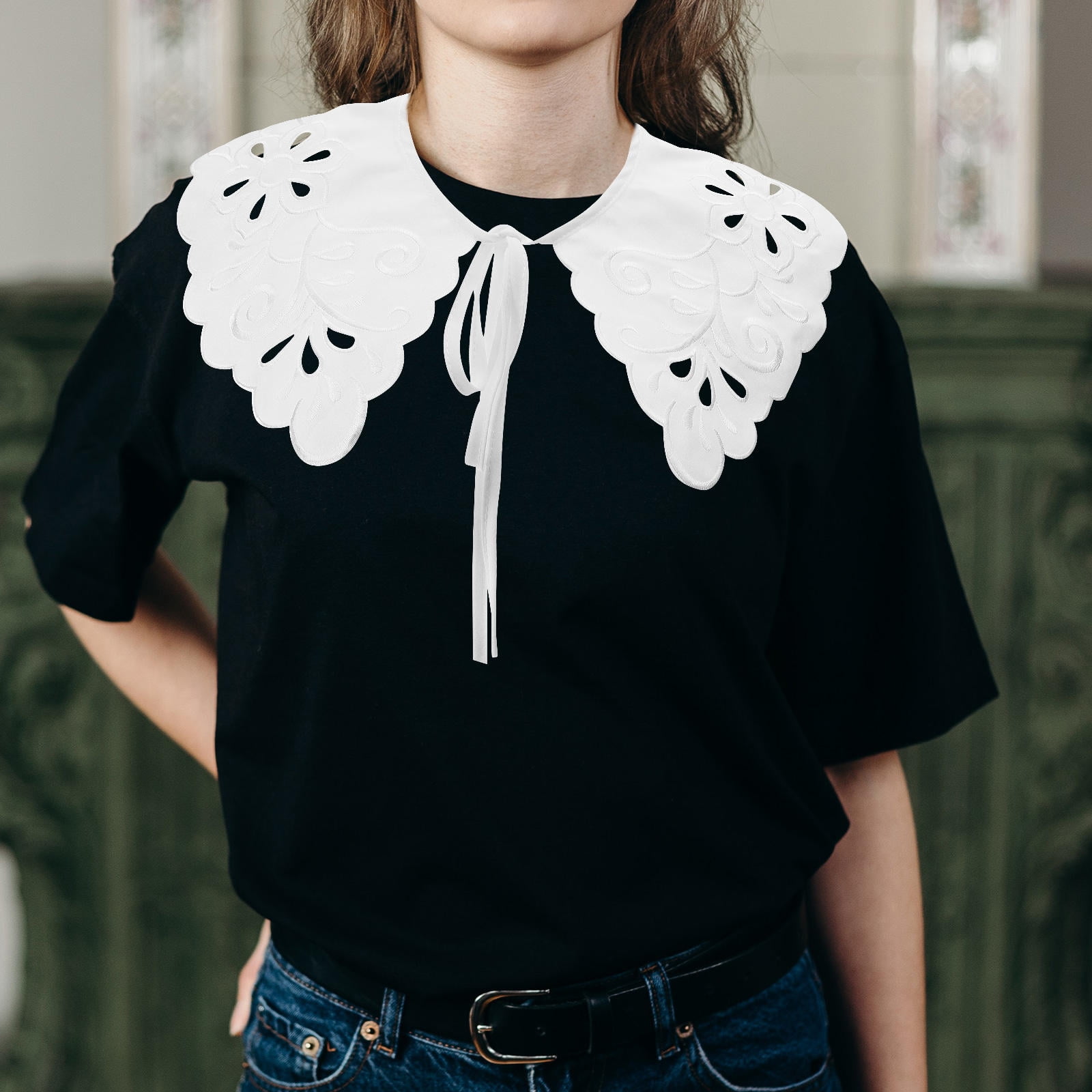 Intrecet Pattern LOLIPPYY White Detachable Collar - Intricate Hollow Design for Enhanced ...