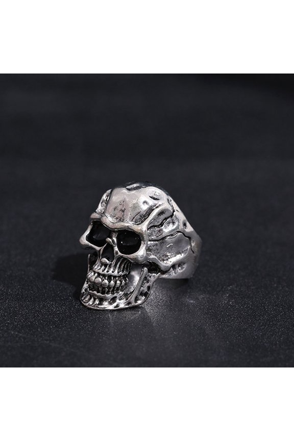 Alloy Skull Ring Funny Ring Retro Carved Skull Design for Decoration