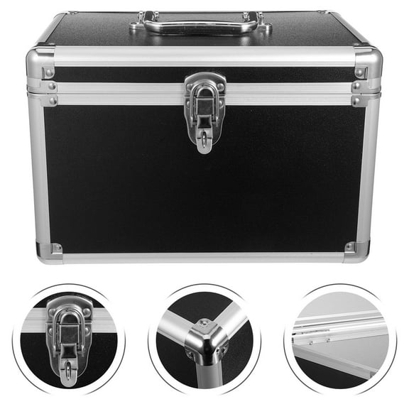 LOLIPPYY Lightweight Aluminum Alloy Tool Box with Lock, Portable Storage Organizer for Home and Outdoor Use, Black 12.5 x 8.5 x 4.5 Inches