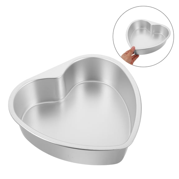LOLIPPYY Aluminum Heart Cake Tin Non Stick Baking Mold for Romantic Occasions Plated Silver