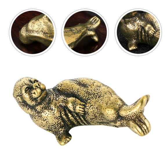 LOLIPPYY Animal Figurine Brass Seal Ornament Vintage Style Tabletop Decoration for Home Supplies