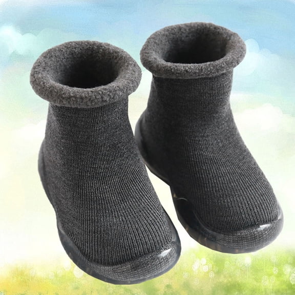 LOLIPPYY Anti Skid Shoe Covers Baby Slipper Sock Cotton Grey Slip Resistance Indoor Walking 1 Pair
