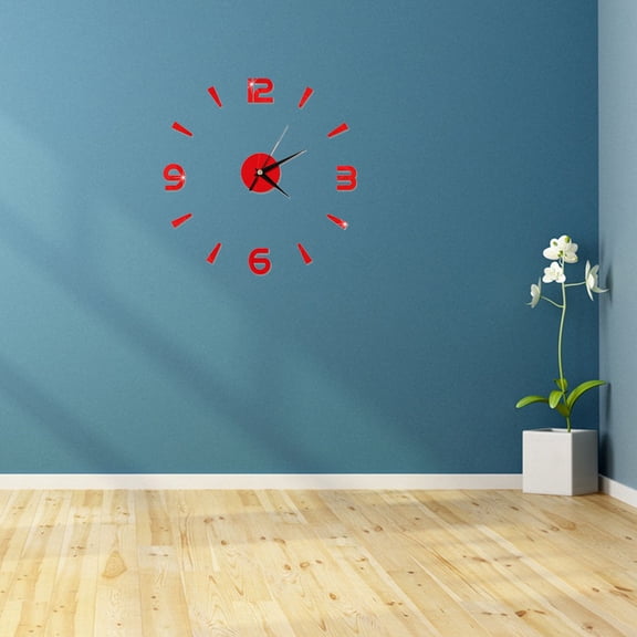 LOLIPPYY Anti Wear Red Acrylic Wall Clock with Roman Numerals for Stylish Room Display