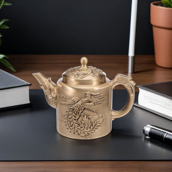 LOLIPPYY Vintage Brass Wine Pot with Chinese Dragon Embossed Design, Antique Style Decorative Teapot