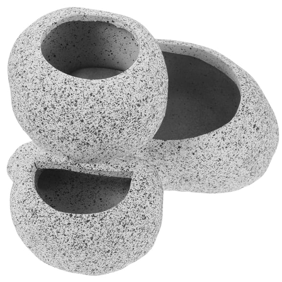 LOLIPPYY Aquarium Hideaway Fish Shrimp Hideout Cave Ceramic Dark Grey Decorative Shrimp Cave for Fish Tank