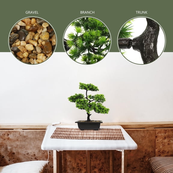 LOLIPPYY Artificial Bonsai Tree Light Green Faux Plant for Home Decor Symbolizing Luck and Wealth