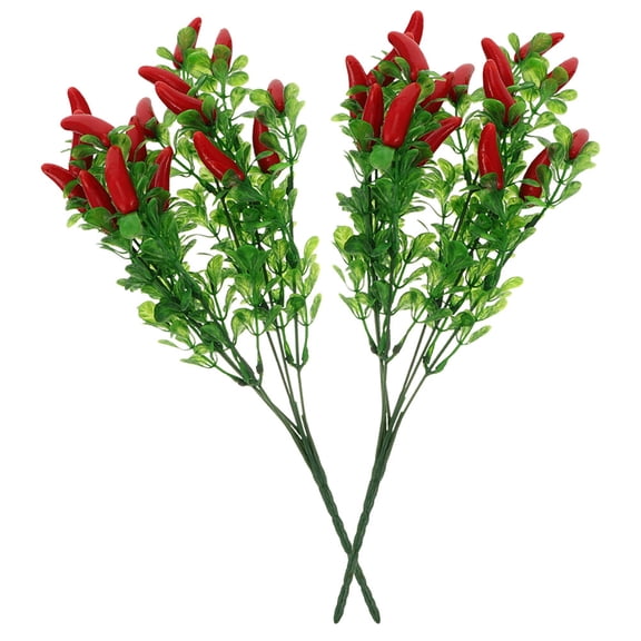 LOLIPPYY Artificial Chili Pepper Stem Decorations for Home, Plastic Multi-Color Realistic Simulation, Set of 2 Pieces