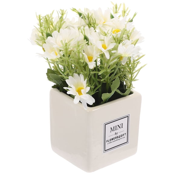 LOLIPPYY Artificial Flower Bonsai for Decor White Reusable Plastic Potted Daisy Perfect for Living Room 5.5 Inch