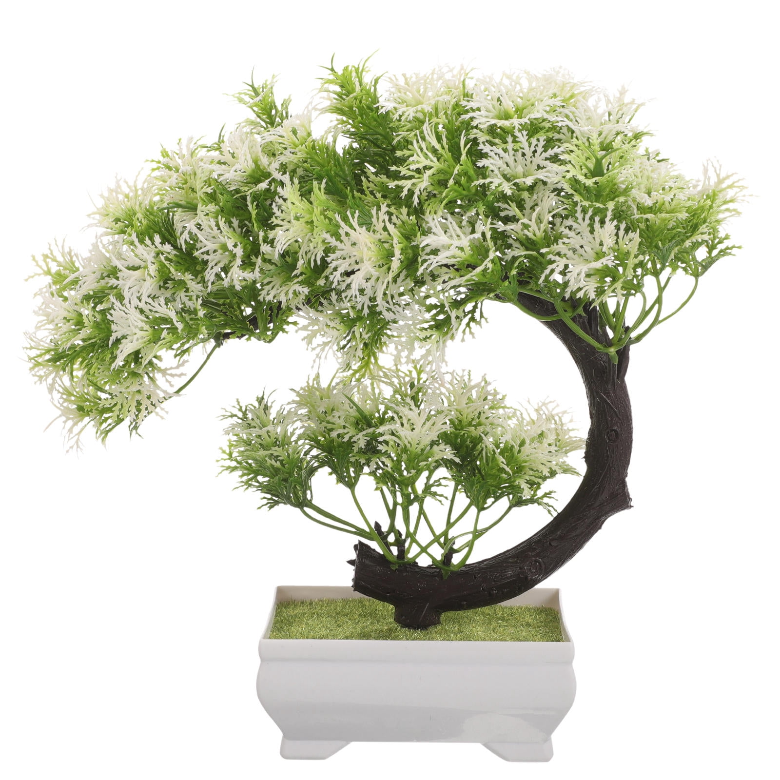 LOLIPPYY Artificial Green Tree Plant Bonsai in Plastic Pot for Indoor ...