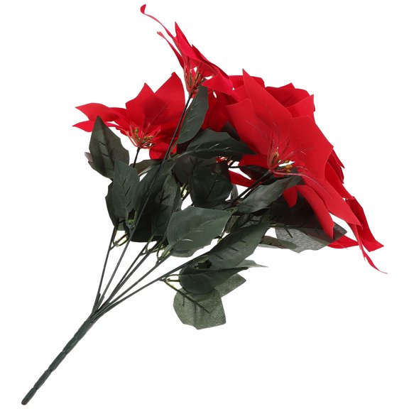 LOLIPPYY Artificial Red Poinsettia Flower Decoration Realistic Faux Flower for Table Display