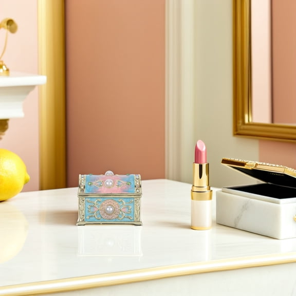 LOLIPPYY Artistic Vintage Enamel Jewelry Organizer Box Multi Color Decorative Keepsake Tray