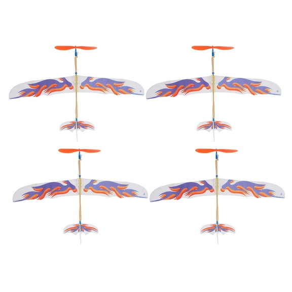 LOLIPPYY Windup Copter Assembly Plane Model Kit, High-density Material, Set of 4 Pieces for Fun