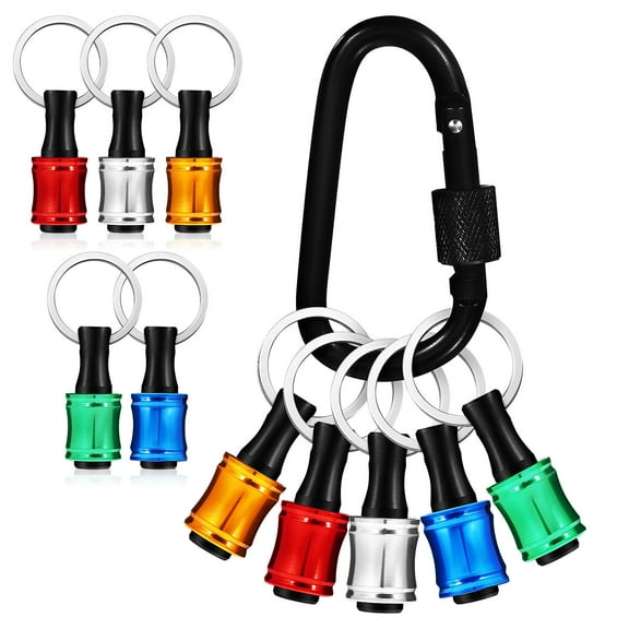 LOLIPPYY Aluminum Alloy Drill Bit Holder with Keychain and Carabiner, Assorted Colors, 1/4 Size for Home and Use