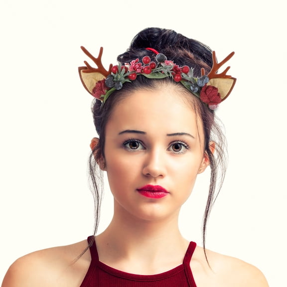 LOLIPPYY Assorted Color Christmas Antler and Berries Hair Band for Costume Party and Holiday Decoration, Cloth Material, 1pc