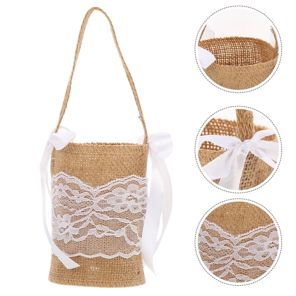 LOLIPPYY 2-Pack Assorted Color Linen Burlap Candy Storage Baskets Multifunctional Wedding and Party Organizer