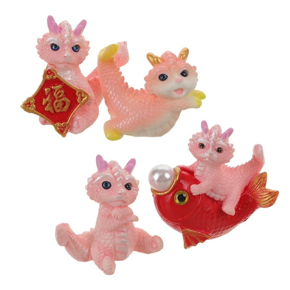 LOLIPPYY Assorted Color Mini Resin Dragon Figurines for Decorative Use in Garden Lawn Desktop 4pcs Set