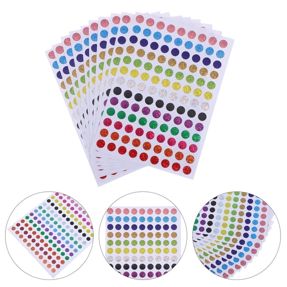 LOLIPPYY Assorted Color Glitter Round Dot Stickers for Envelope Decoration, Scrapbooking, and Craft Projects