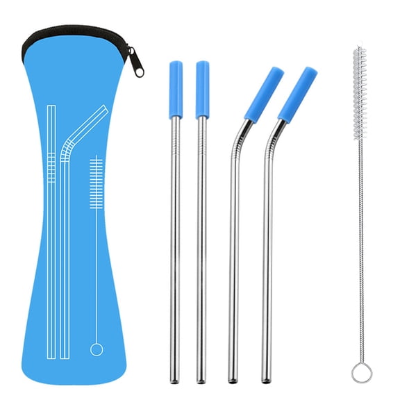 LOLIPPYY 6-Piece Stainless Steel Straw Set with Silicone Tips, Assorted Colors, Reusable Drink Straws for Home and Travel