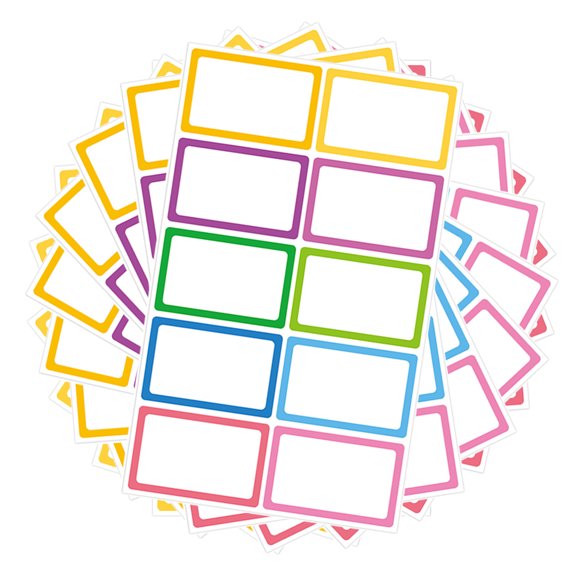 LOLIPPYY Adhesive Name Stickers, Assorted Colors, Smooth Writing, No Residue, 10Sheets
