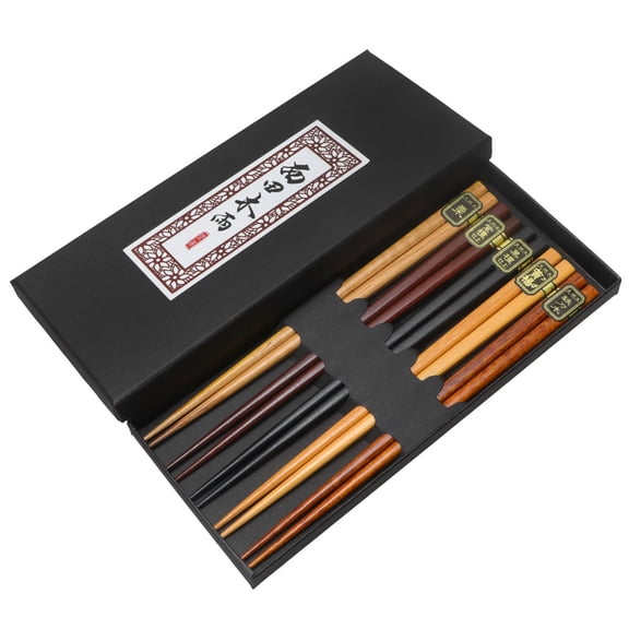 LOLIPPYY Assorted Color Wooden Chopsticks Reusable for Eating Use with Excellent Hardness Lightweight Travel Set 5 Pairs