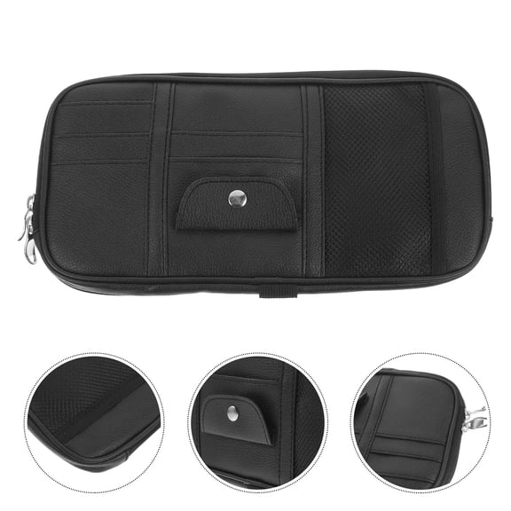 LOLIPPYY Black Visor Storage Organizer with Document Holder for Vehicle Interior Convenience
