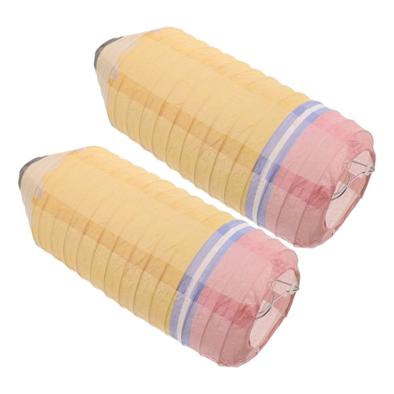 LOLIPPYY Back to School 2Pcs Yellow Pencil Paper Lanterns Festive Atmosphere Enhancer for School Events