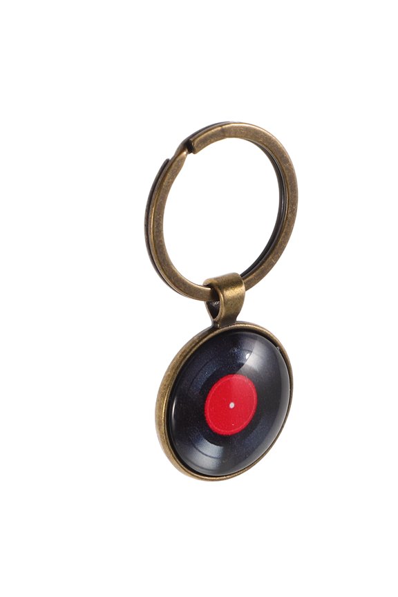 Back to School Instrument Keychain Vinyl Record Shape Red Zinc Alloy 1Set For Retro Enthusiasts