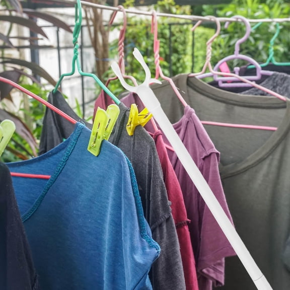 LOLIPPYY Adjustable Balcony Clothes Pole, Carbon Plastic Closet Rod for Hanging Clothes, Household Laundry Organizer 1 Piece