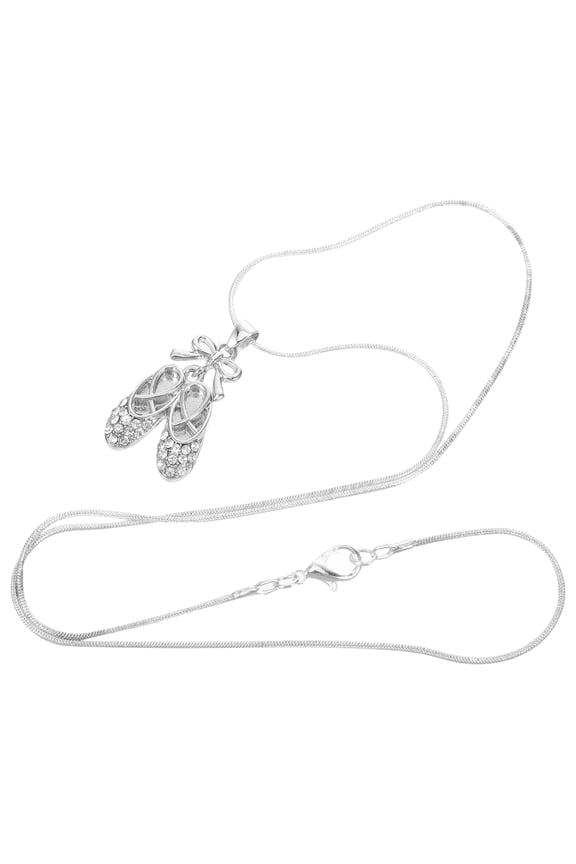 Ballet Shoe Necklace for Women with Rhinestone Pendant Alloy Material Color Lightweight