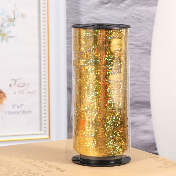 LOLIPPYY Balloons String Ribbons Holographic Curling Ribbon Golden for Balloon Decoration 1Pack