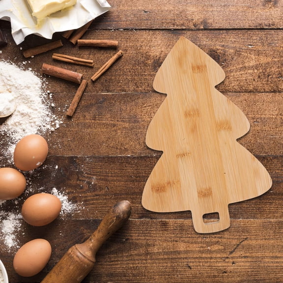 LOLIPPYY Bamboo Christmas Tree Serving Tray Dual Sided Cutting Board for Meat Fruit and Vegetable