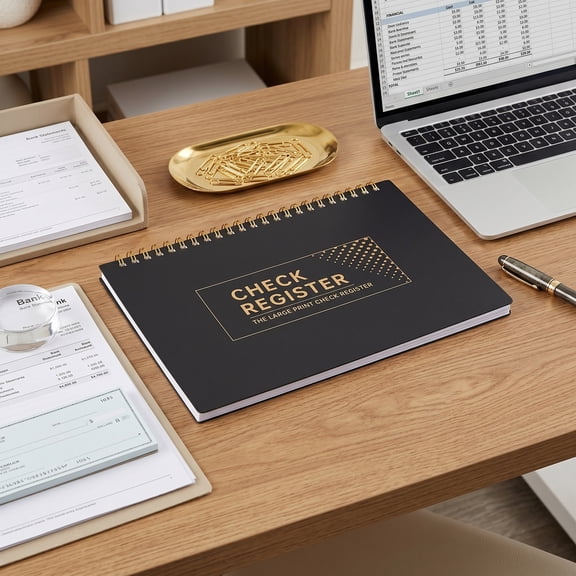 LOLIPPYY Bank Check Register Book Personal Ledger for Office Use Black Premium Paper Tracking Transactions