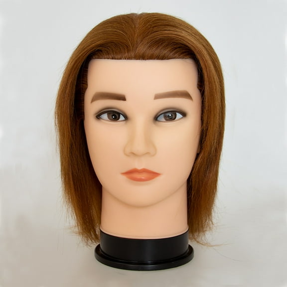 Hair Mannequin with Human Hair for Barber and Hairdresser Training - Male Styling for Haircut, Braiding, and Cosmetology Practice