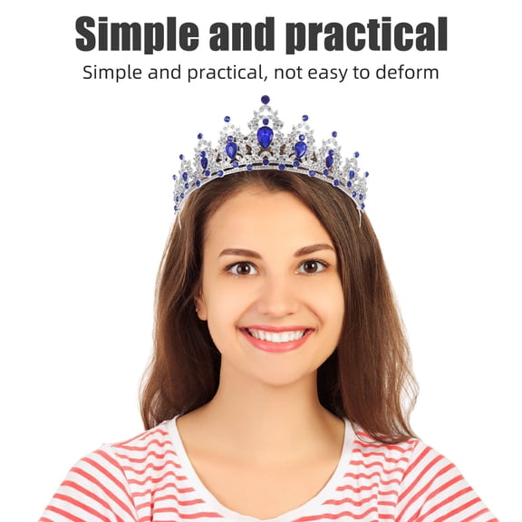 LOLIPPYY Baroque Dark Blue Sparkling Crown Tiara for Weddings Birthday Parties and Special Events