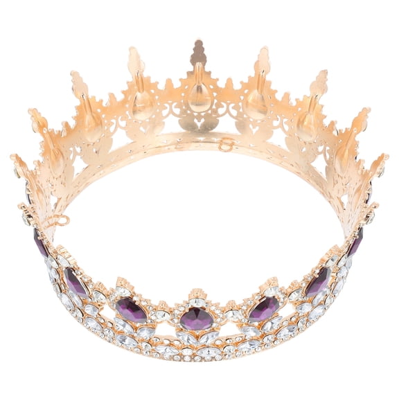 LOLIPPYY Baroque Style Jeweled Wedding Crown Gold Alloy Bridal Hair Accessories