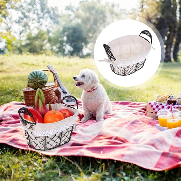 LOLIPPYY Basket For Bread Iron Oval Storage 1Pack Household Users Kitchen Use