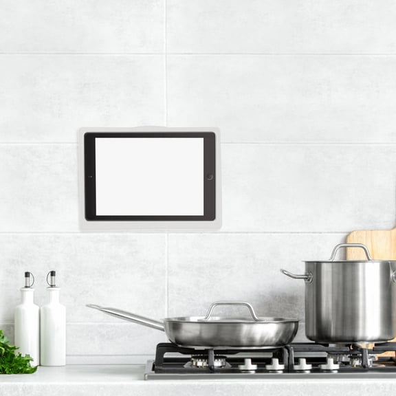 LOLIPPYY Bathroom Kitchen Tablet Stand Wall Mounted White Silicone Seal Holder with Adjustable Touch Screen Access