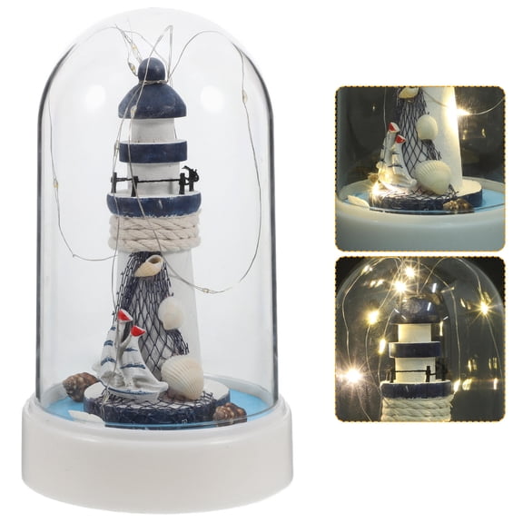 LOLIPPYY Beach Themed Lighthouse Table Lamp with Warm LED Illumination for Nautical Room Design