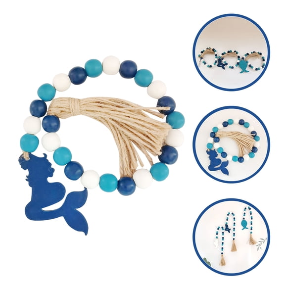 LOLIPPYY Beaded Garland Ocean Style Wall Decor Dark Blue Wood And Rope Hanging Decor 1Set