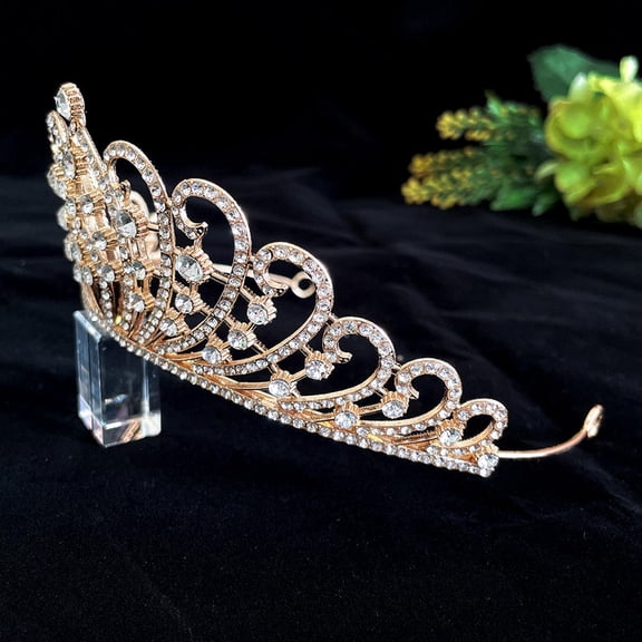 LOLIPPYY Beautiful Golden Rhinestone Crown for Wedding Bride with Durable Material and Sparkling Shine