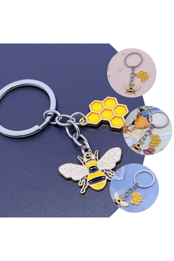 Bee Inspiration Keychain Multi Color Japanese Style Gift for Family and Friends 1Pack