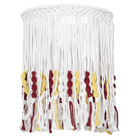 LOLIPPYY Beige Boho Hanging Lampshade Handwoven Cotton Rope Macrame Light Cover for Living Room and Bedroom