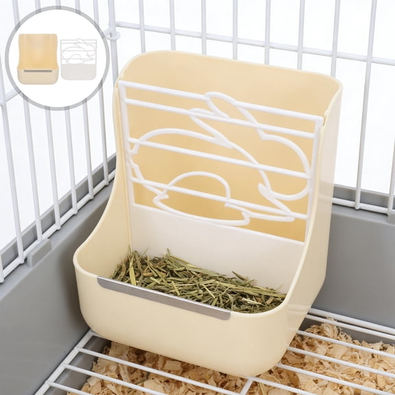 LOLIPPYY Beige Bunny Hay Feeder Station, Compatible with Multiple Dry Hay Types, Easy to Clean and Use for Small Pets