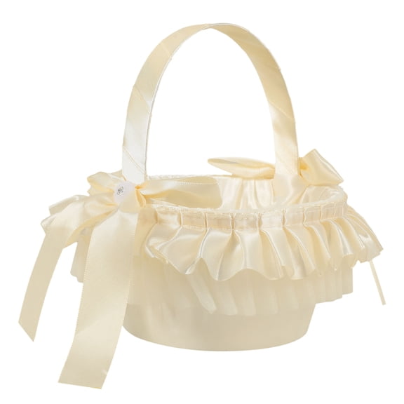 LOLIPPYY Beige Burlap Flower Basket for Wedding Petal Carrying and Reception Decor